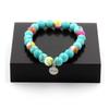 Turquoise Pearl Bracelet + Yellow Pink Jasper 8 Mm