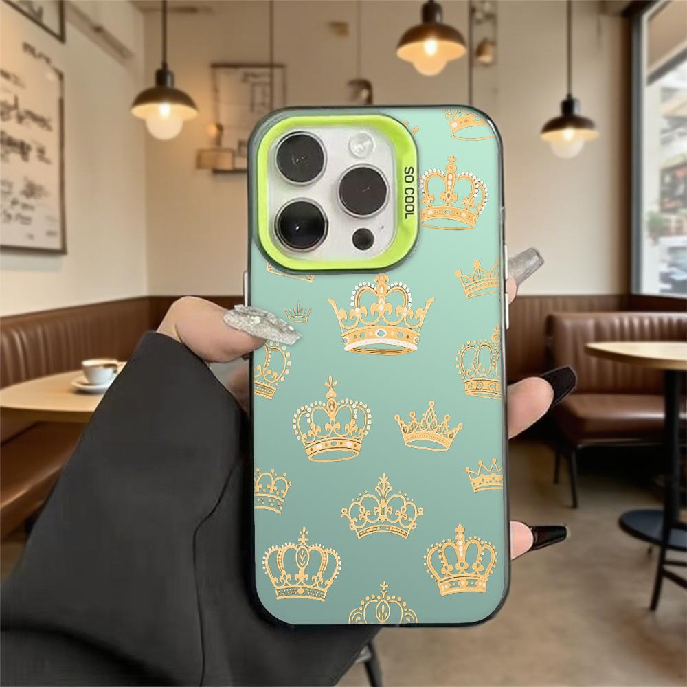Потрясающий золотой чехол-корона для iPhone 16 15 14 13 12 11 Pro Max Mini, противоударный, защищающий от царапин, жесткая защитная крышка