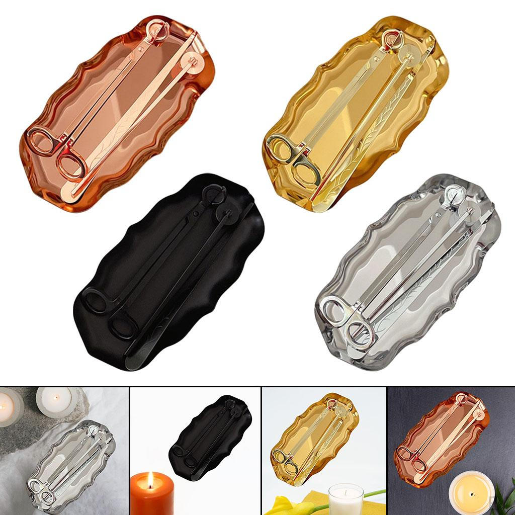 Set, Tool with Cutter Candle Dipper and Storage Tray Stainless Steel Long handle Accessory