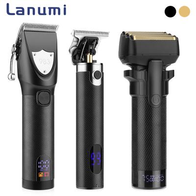 Машинка для стрижки волос с 3 ножами, набор бритв с цифровым дисплеем, электрическая машинка для стрижки волос высокой мощности