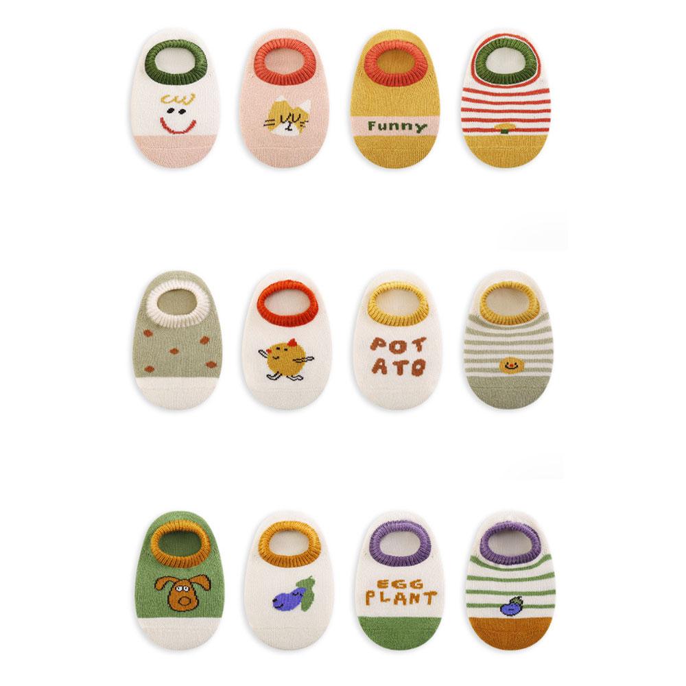 4 Pairs/Set Baby Socks Anti-slip Cartoon Cotton Socks For Girls And Boys Newborn Socks Spring Summer Kids Socks 0-8 Years Old