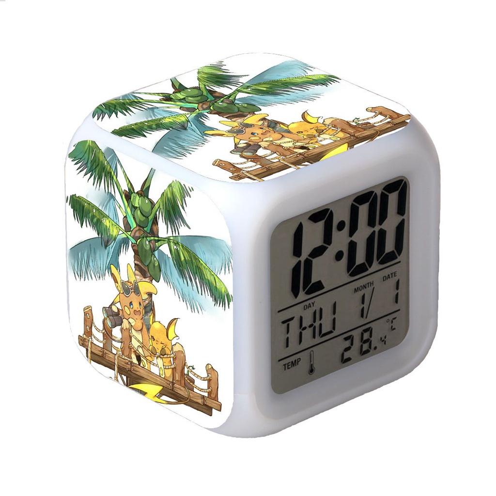 Colorful Led Pikachu Thermometer Alarm Clock For Kids' Room