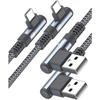 Кабель USB Type C L-образной формы с обоих концов [1 м / комплект из 2 шт.] AviBrex 90 градусов [быстрая зарядка 3,1 А] нейлоновая вязка Высокая прочность usb c iPhone 16 15 Pro Max