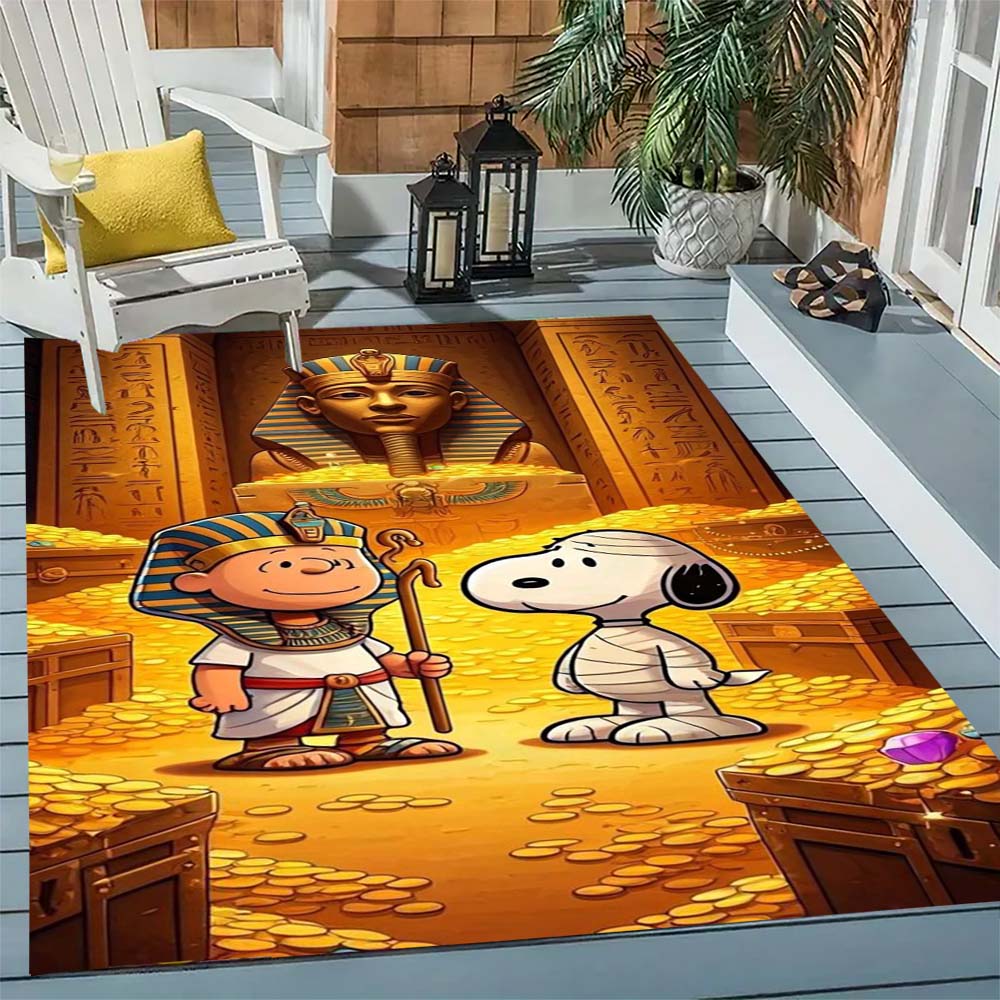 Cute Snoopy print decorative rug, perfect for home, bedroom, bedside, or office use, including swivel chairs.