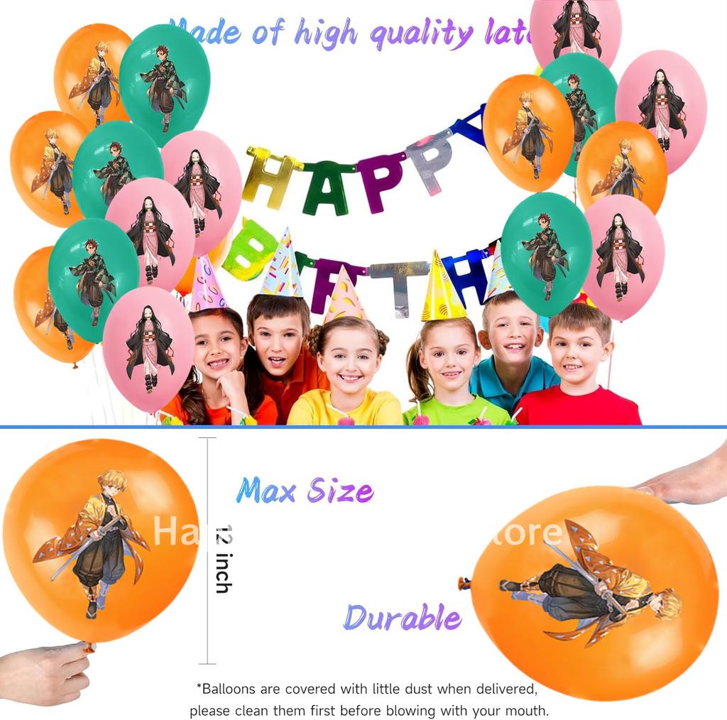 Demon Slayer Latex Balloons Happy Birthday Party Decoration Kimetsu no Yaiba Balloon Baby Shower Kids Favor Gift Party Supplies