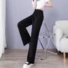 Women Casual Pants Elastic Waist Adjustable Drawstring Solid Color Long Trousers Ice Silk Wide Leg Draped Pants Streetwear