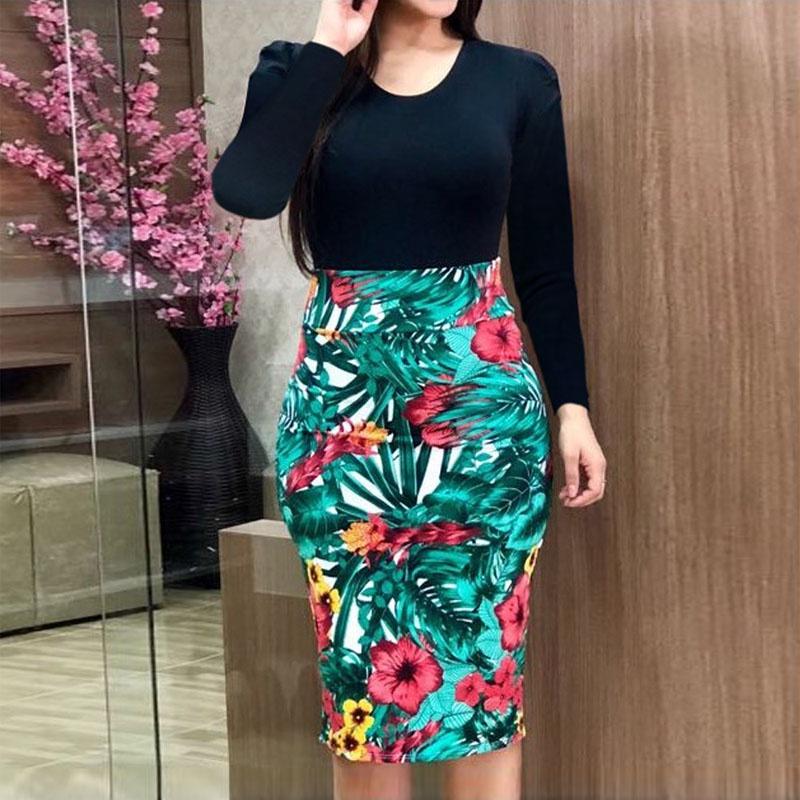 Elegant Plus Size Ladies Short/long Sleeve Floral Boho Women Party Bodycon Maxi Dress