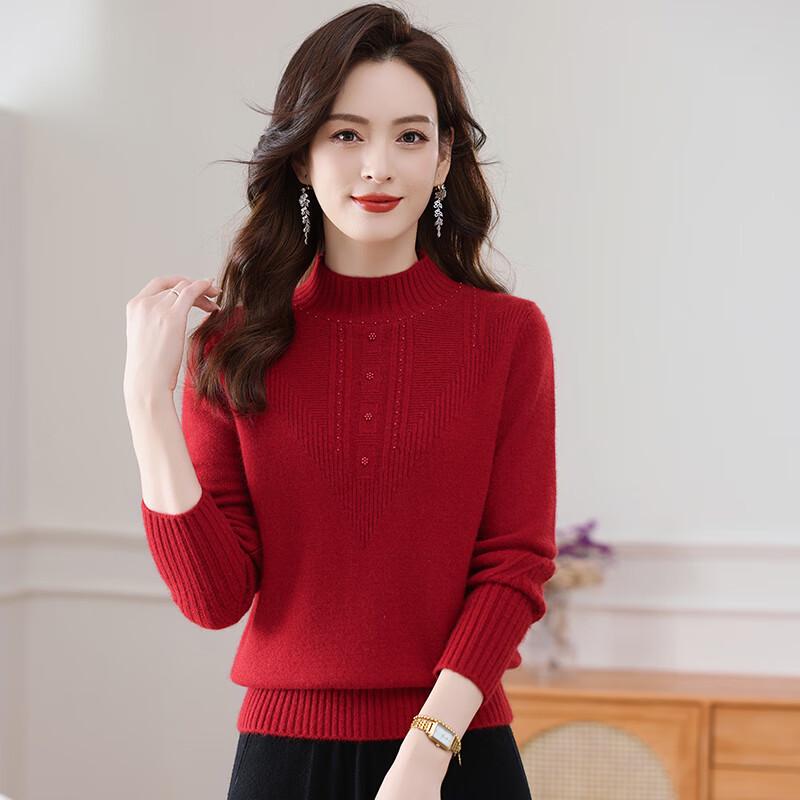 Women's Elegant Mock Neck Pullover Sweater