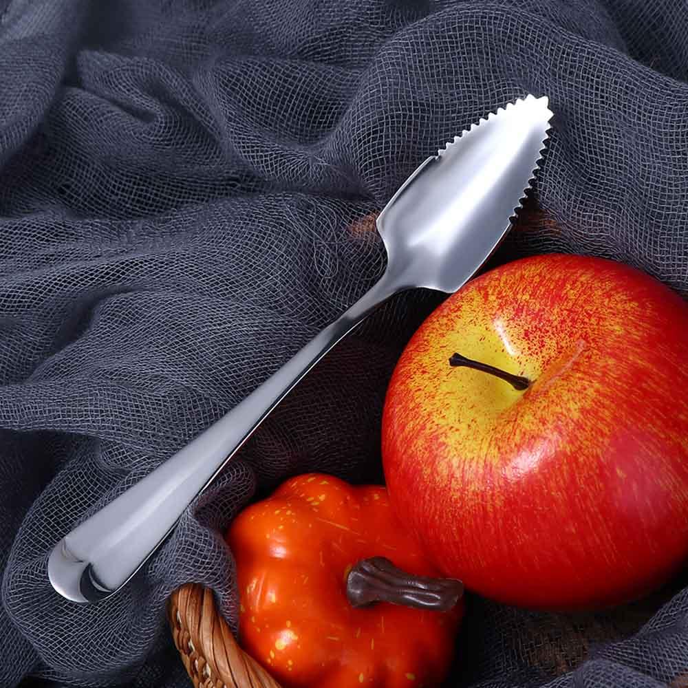 Steel Serrated Edge Scraping Kiwi Scoop Fruit Puree Tool Grapefruit Spoon Baby Food Processer