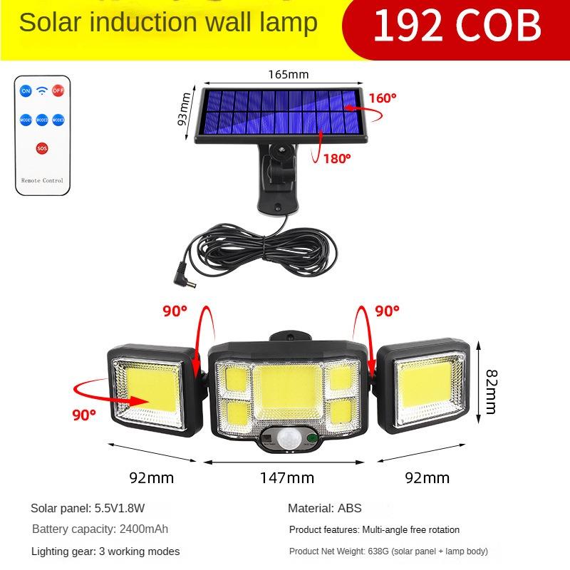 Новый солнечный настенный светильник, индукционный садовый светильник для человеческого тела, уличный водонепроницаемый светодиодный вращающийся уличный фонарь