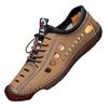 2024 Summer New Hollow Breathable Leather Shoes Men's Low-top One-pedal Casual Shoes Versatile Soft-soled Doudou Shoes