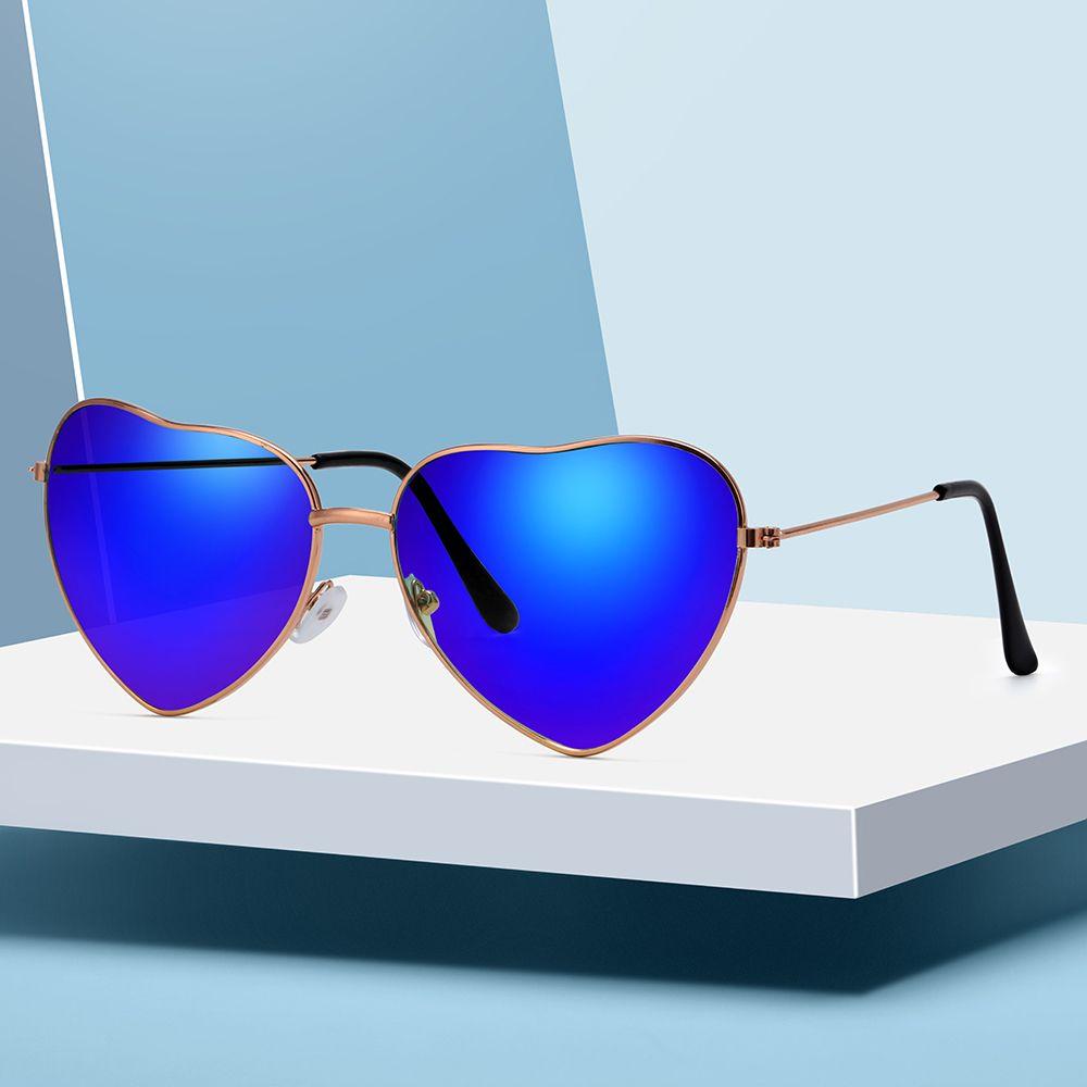 Women Ocean Lenses Outdoor Goggles Heart Shaped Sunglasses Metal Frame Gradient Sun Glasses