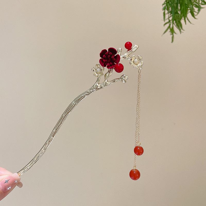 High-End Retro Chinese Tassel Hairpin for Women - Versatile Alloy Hair Clip for Elegant Updos