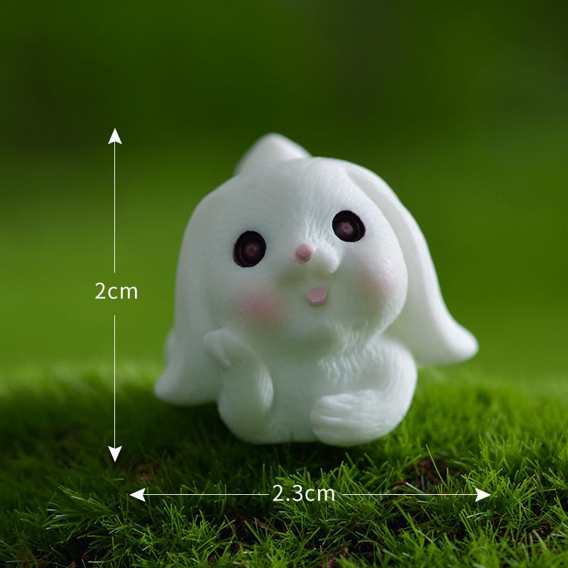 Cute Resin White Rabbit Ornament Enchanting Garden Miniature Decor Piece