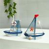 Wooden Crafts DIY Micro Landscape Sailing Miniature Figurines Sailboat Ornaments Sailing Model