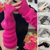1 Pair Fall Winter Gloves Fingerless Knitted High Elasticity Non-slip Arm Warmers Pure Color Arm Sleeves Keep Warm Windproof Cycling Arm Covers