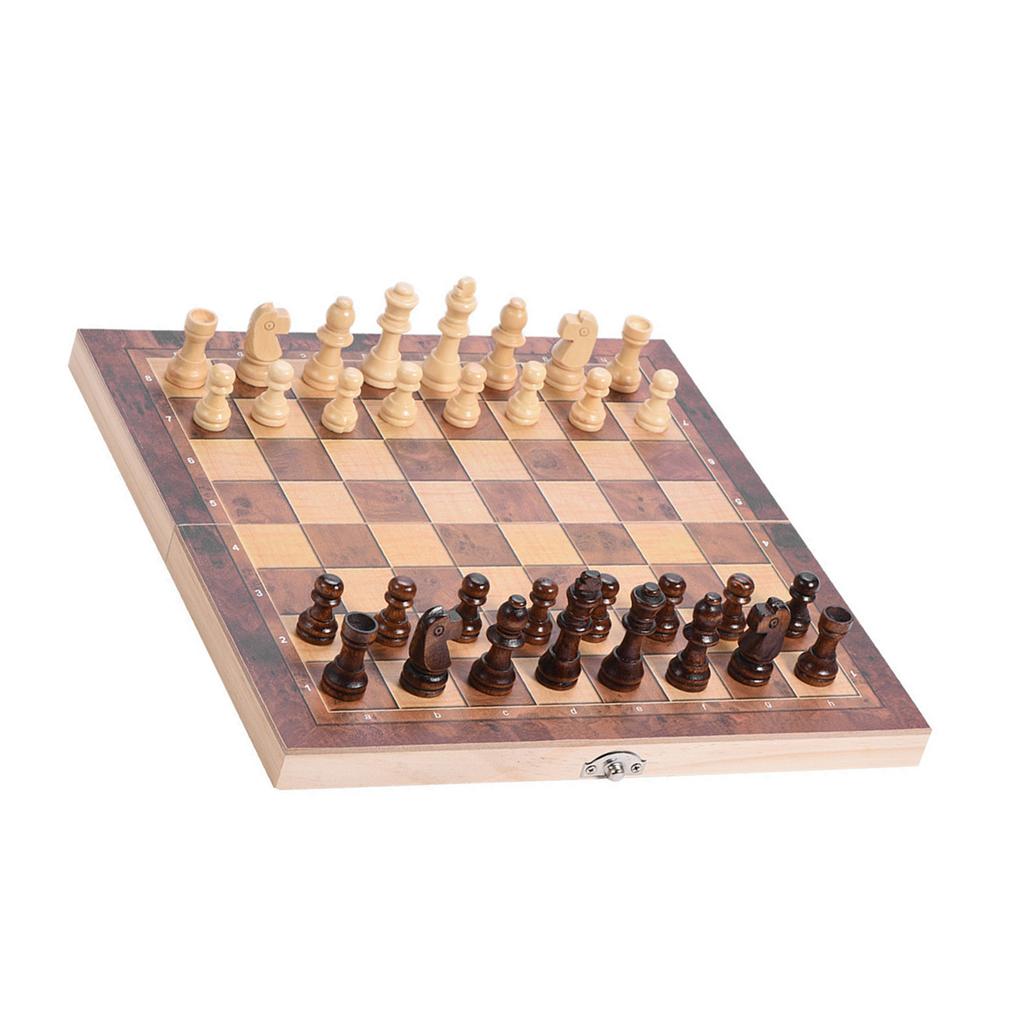 3in1 Portable Wooden Chessboard Folding Board Chess Game For Party Family Activities (29*29cm)
