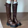 Brown Platform Locomotive Women's Shoes Autumn and Winter New Super Fire Boots Versatile and Advanced Sense