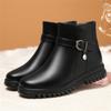 Модные Чисто Черные Лаконичные Женские Зимние Офисные Нескользящие Теплые Ботильоны на Плоской Подошве Короткие Ботинки Пряжка Ремня Кристалл Металлическая Отделка Ботильоны