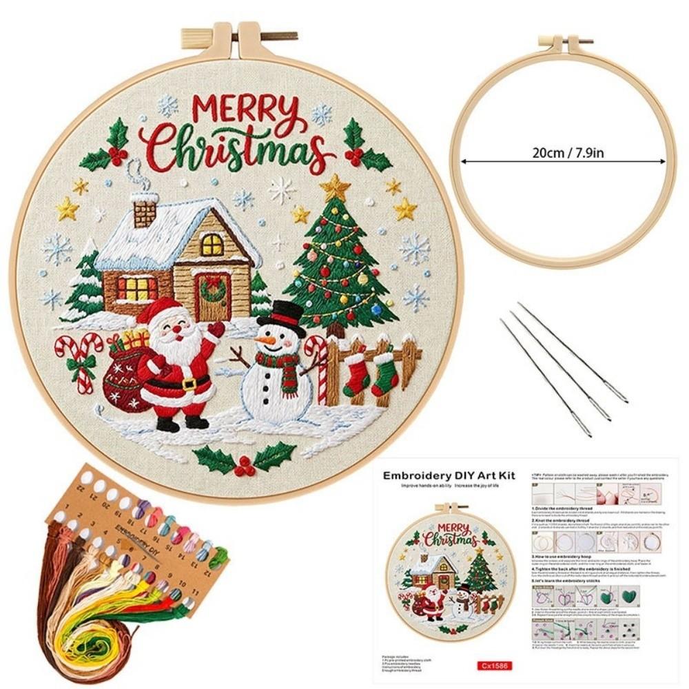Ball Bell Cross Stitch Set Santa Claus DIY Embroidery Kit Xmas Embroidery Craft Set  Adults