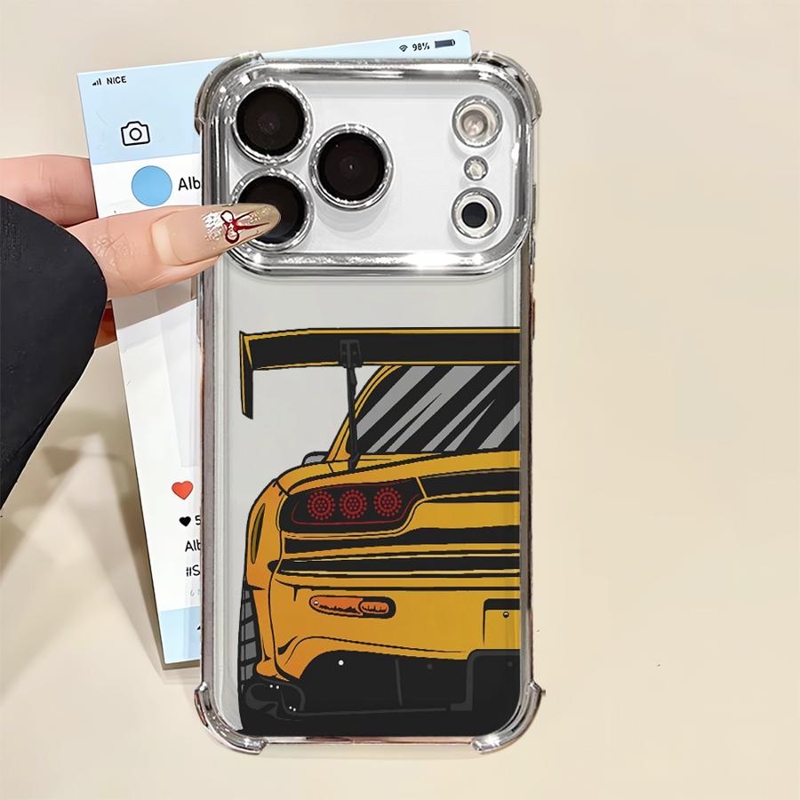 Чехол для телефона Apple iPhone 17 Air 13 12 11 Pro Max 16 15 14 Plus 16e Прозрачный чехол Японский JDM Дрифт-автомобиль