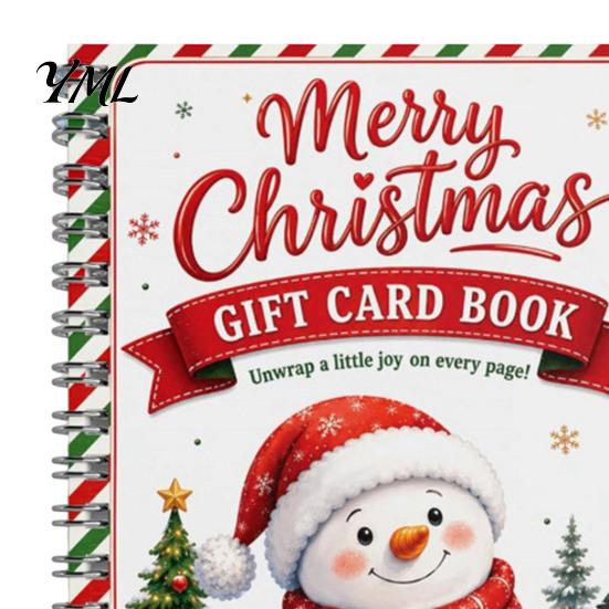 Seasonal Money Gift Folder Holographic Christmas Card Book, 7x5 Spiral Bound Holiday Keepsake Booklet, 10-Page Holder Greeting Bolder DIY for