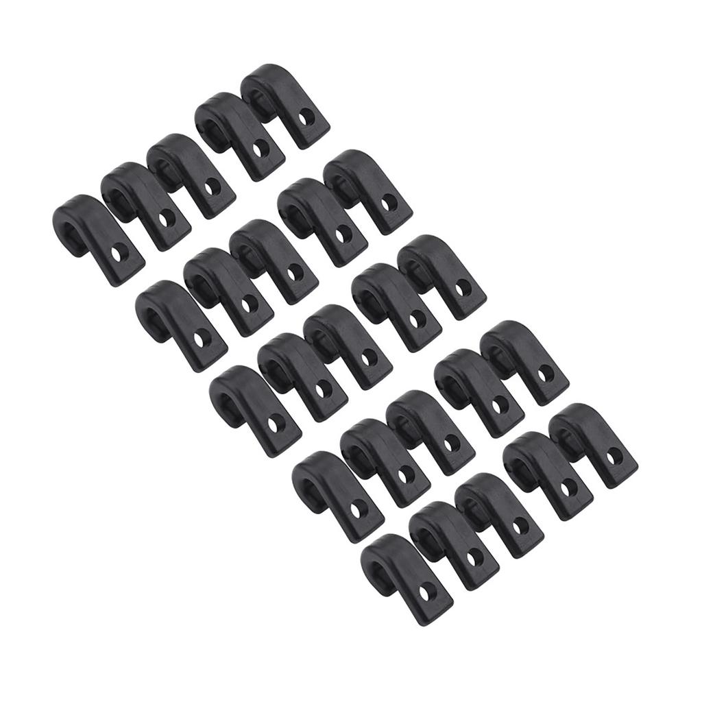 25pcs J Hooks Black Nylon Lashing Hooks for Kayak Bungee Cord Canoes Boats Accessory
