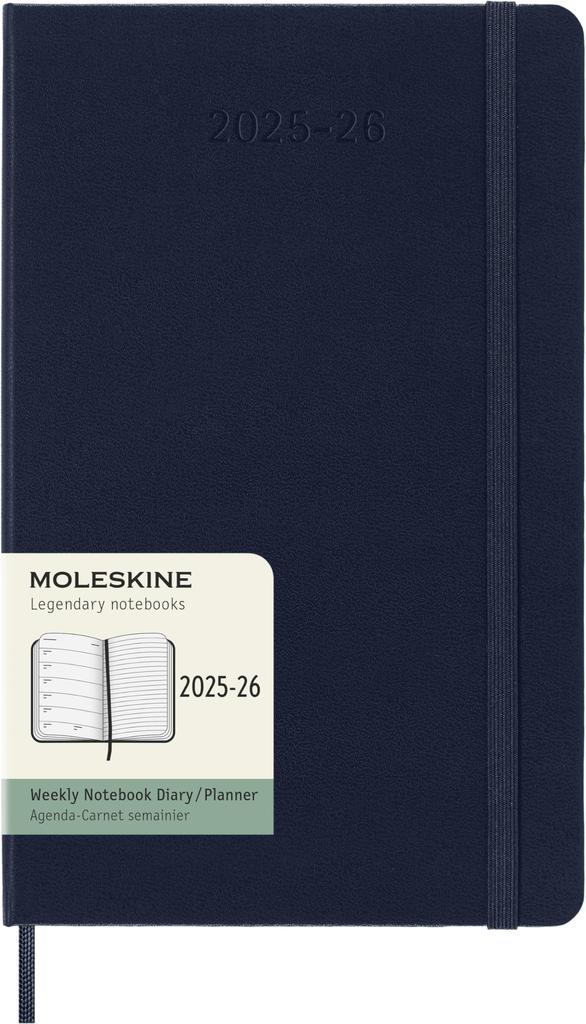Moleskine Ежедневник 2025 Начало с 18 июля Еженедельник Большой формат 13 см x Высота Твердая обложка Сапфирово-синий DHB2018WN3Y26 (Ширина 21см)