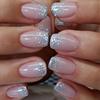 Sparkling Silvery Glitter Press-On Nails - 24pcs Set Of Short Square False Nails With Rhinestone Accents For Women & Girls