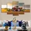 5 Pieces Wall Art Canvas Artwork Red Tractor Harvester On Farm Picture Print Home Decor HD Poster Painting Living Room Framework