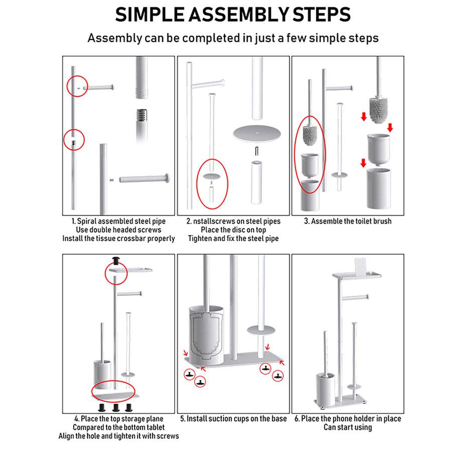 Напольный держатель для туалетной бумаги с отсеком для ершика, на магнитной присоске, многофункциональный, вертикальный, для туалета