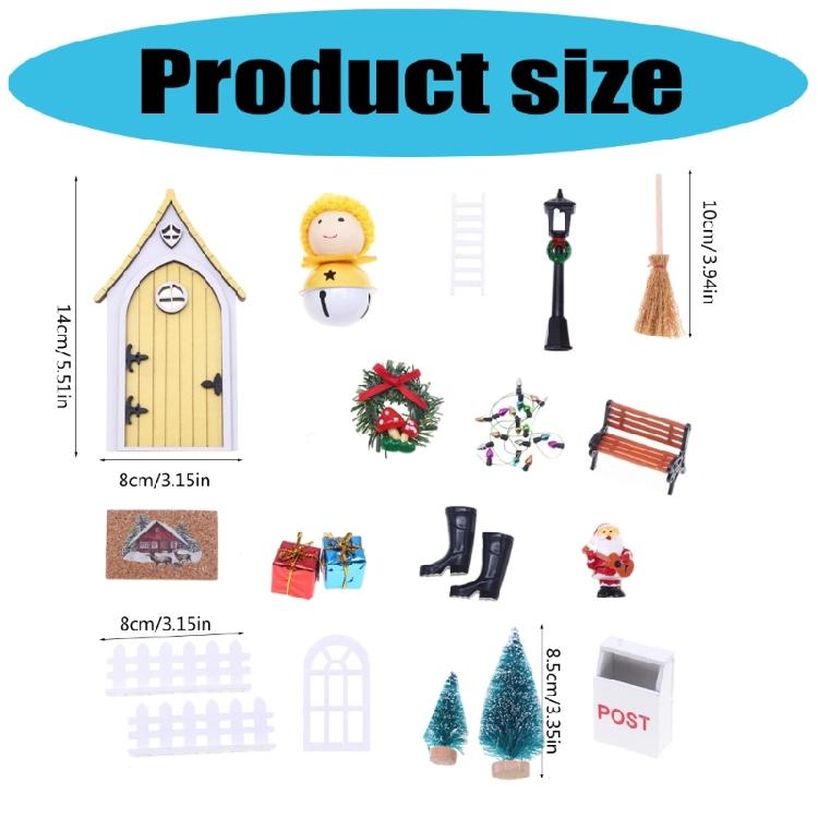Christmas Village Gnomes And Elf Door Miniature Set Dollhouses Tabletop Decoration