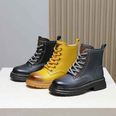 Женские ботинки Мартин осень-зима, новые супермягкие из первого слоя коровьей кожи, в британском стиле на платформе, популярные в интернете бархатные короткие ботинки женские b