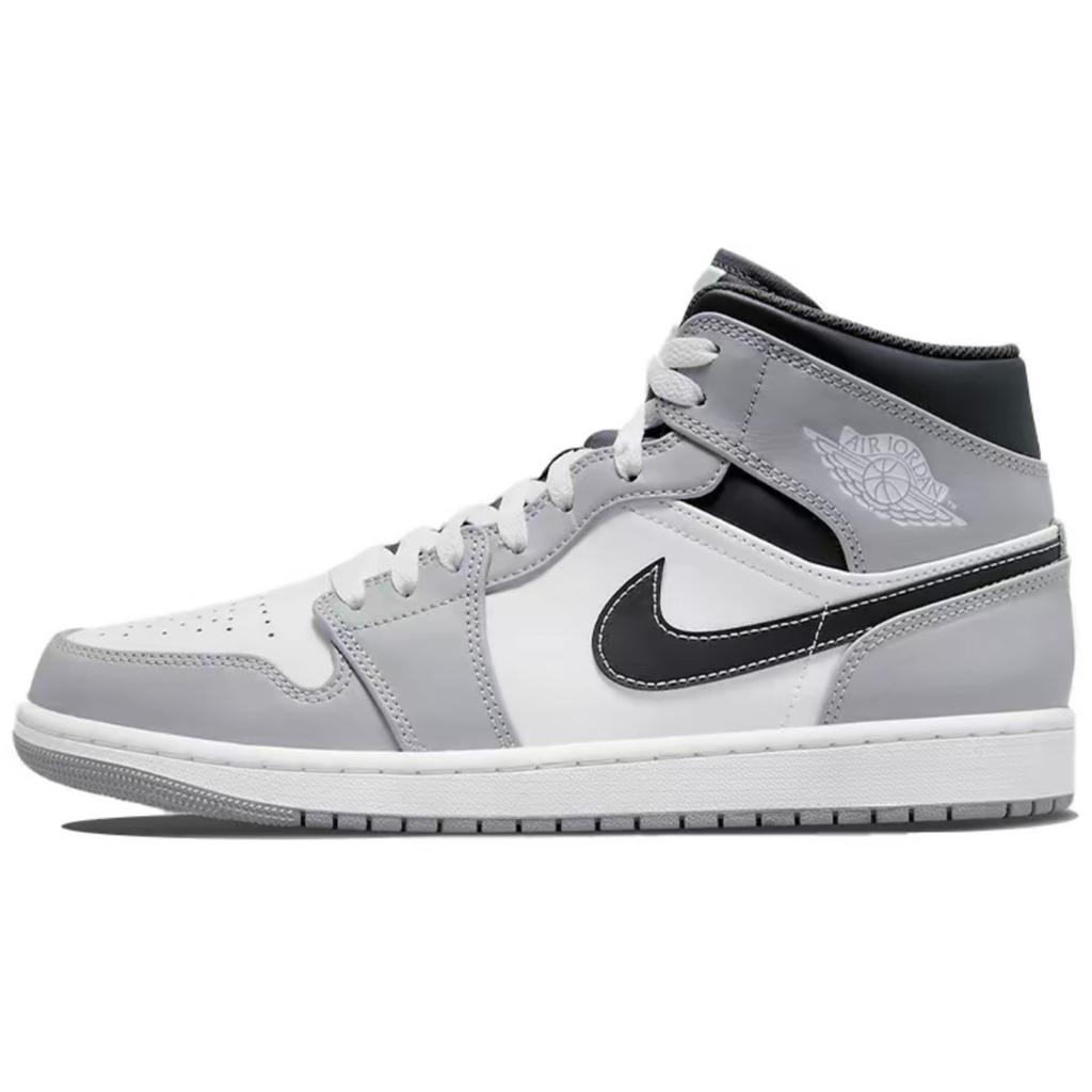 Jordan Air Jordan 1 Ollie Износостойкие Средние Винтажные Баскетбольные Кроссовки Мужские Бело-Серые 554724-078(Команда1291-)