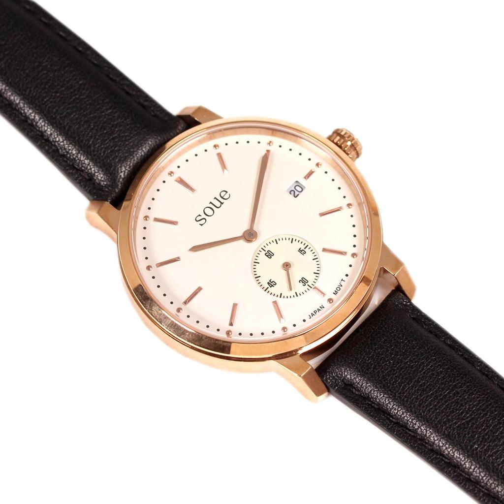 soue Парные часы Классика Парные часы Пара Пара 38 мм Размер кожаный ремень кожаный ремешок черный розовый золотой слоновая кость циферблат [SOUE] Женские Мужские