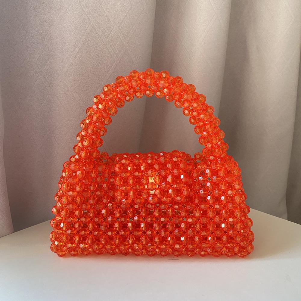 Handmade Bead Bag Big Hand Woven Handbags Unique Designer Ladies Party Bag Top Handle Phone Purses and Handbags
