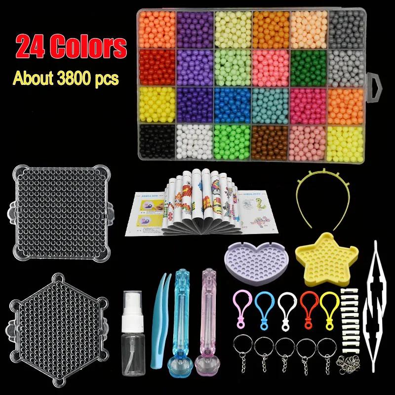 Fuse Beads Kit 3800 Pcs Beads in 24 Colors Unlimited Creativity Starter Kit Magic Mist Beads Children's Puzzle DIY Toys Gifts