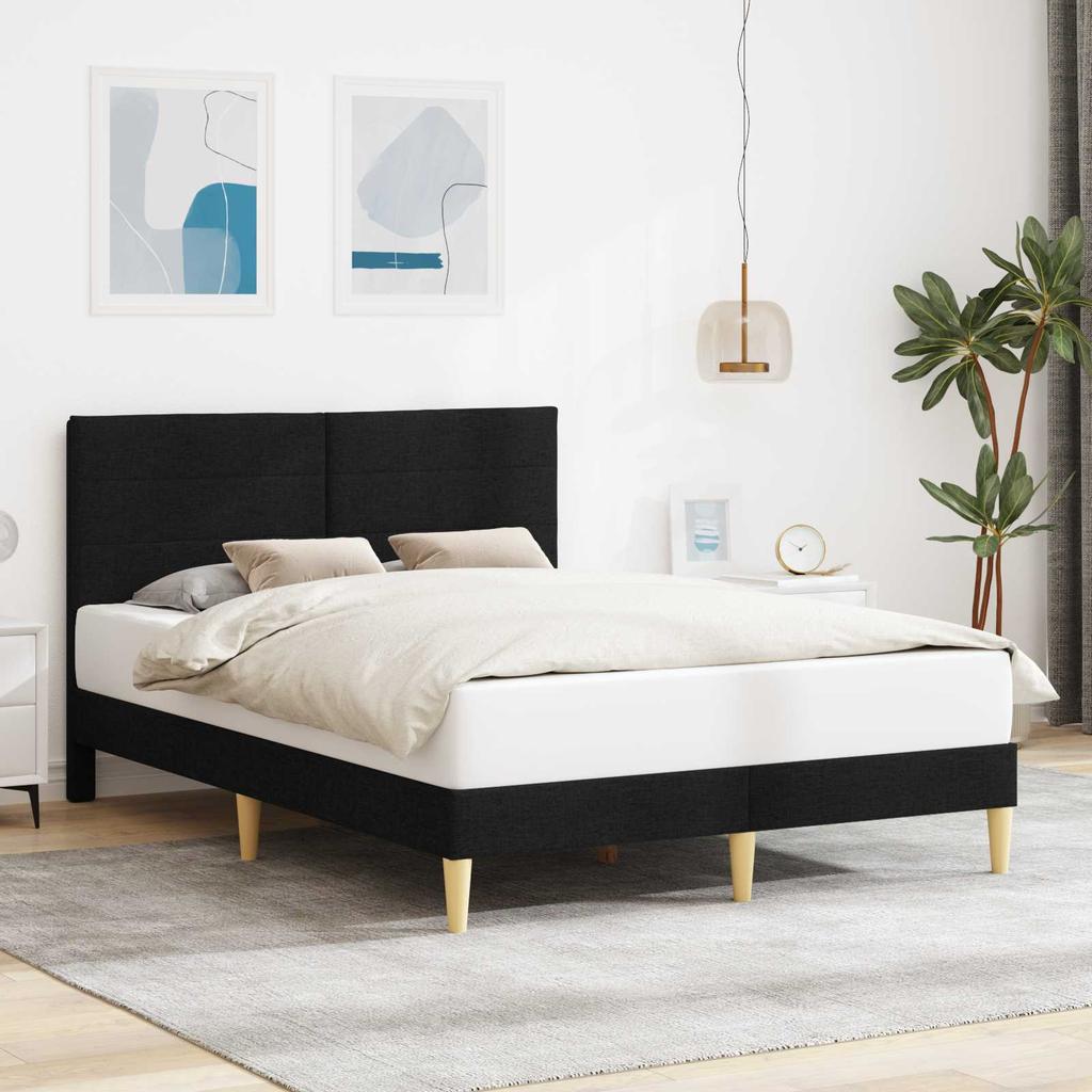 Bed Frame with Headboard Black 140 x 200 cm Fabric