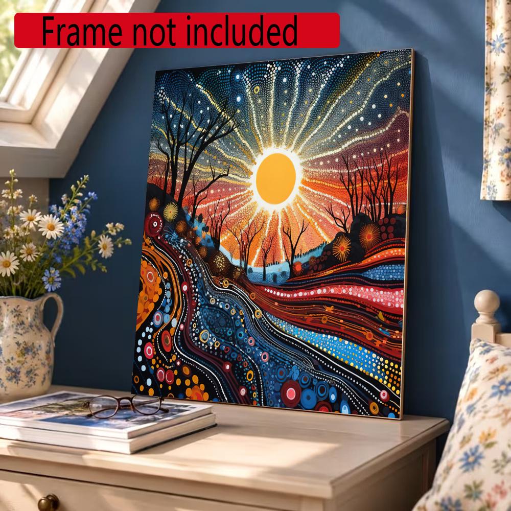 Australian Aboriginal Style 5D Round Diamond Painting Kit Diamond Embroidery Painting Rhinestones Mosaic Frameless Handwork Decoration Arts