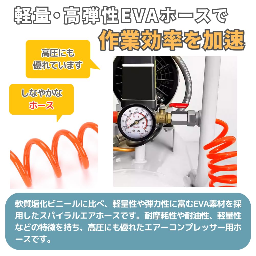 PLEAVIT Воздушный шланг Пружинный Пневмоинструмент Компрессор 6м Внутренний диаметр 5мм Наружный диаметр 8мм Набор пистолета для продувки воздухом
