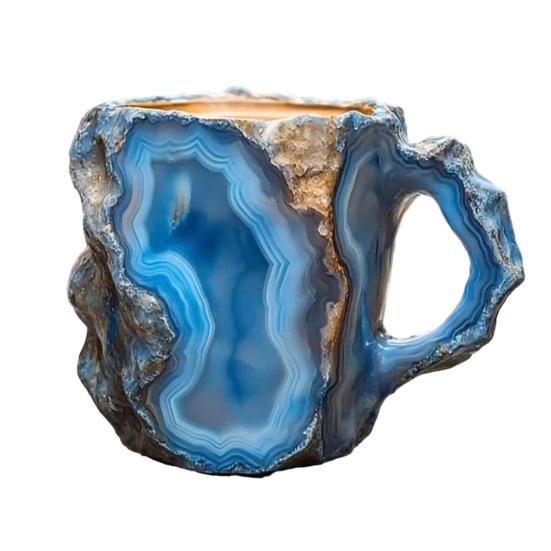 Fake Mineral Crystal Coffee Mug with Ergonomic Handle 11 Ounces Handcrafted 3D Mineral Rock Cup Tea Milk Water Drinking Cup