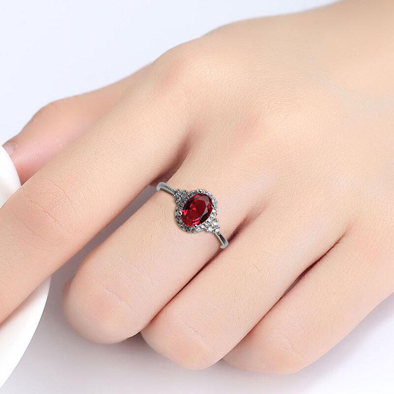 BELLA BOX Кольца для женщин с рубинами круглой формы, драгоценные камни Aaa, циркон, серебряные украшения, женский подарок на вечеринку