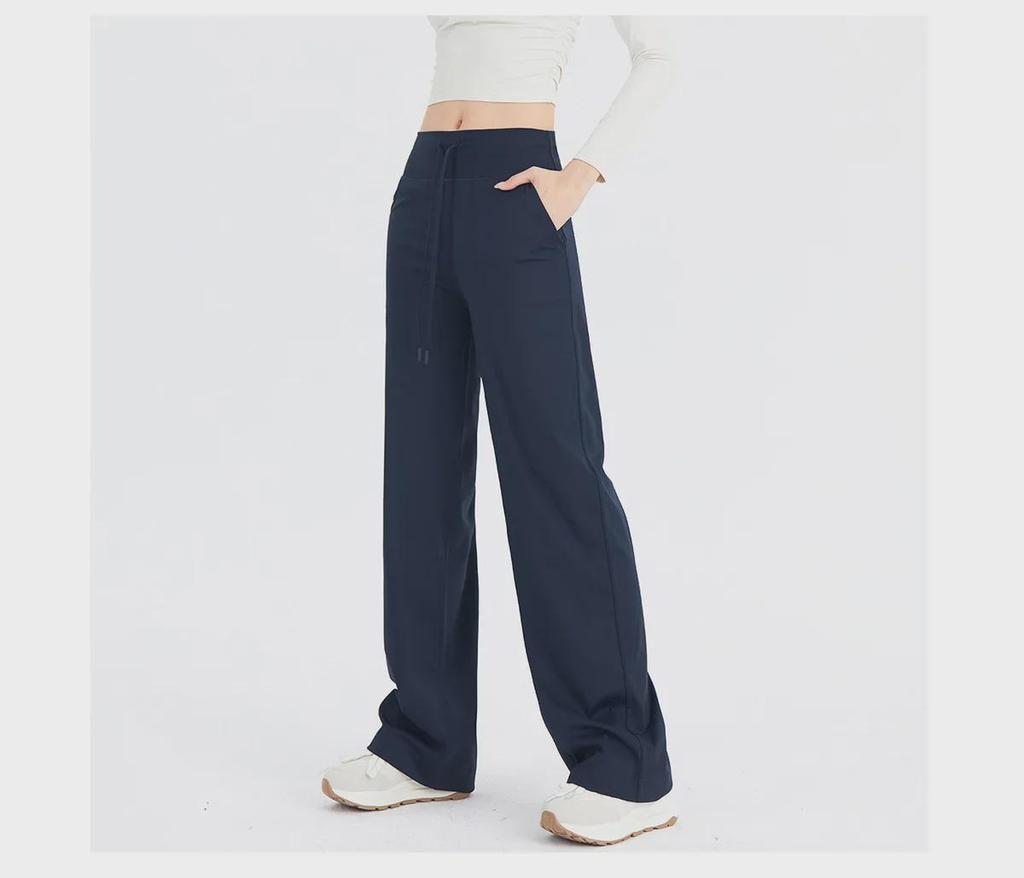 Женские широкие брюки для йоги телесного цвета с высокой талией и шнурком — дышащие, свободный крой для фитнеса