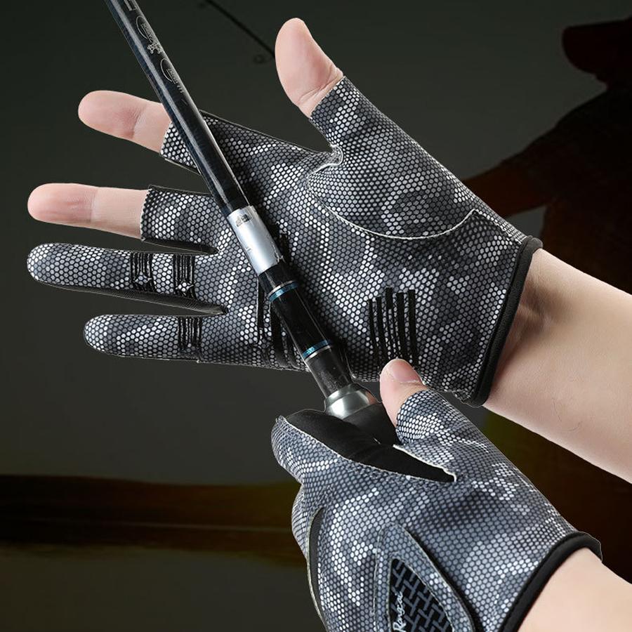 Summer New Breathable Skin friendly Soft Thin Half Finger Anti slip Three Finger Fishing Gloves Outdoor Roadside Fishing Gloves