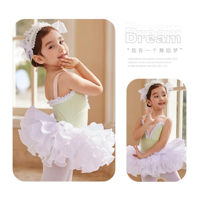 Girls Ballet Dress Sleeveless Leotard With Skirt Set Dance Practice Performance Ages 3-8