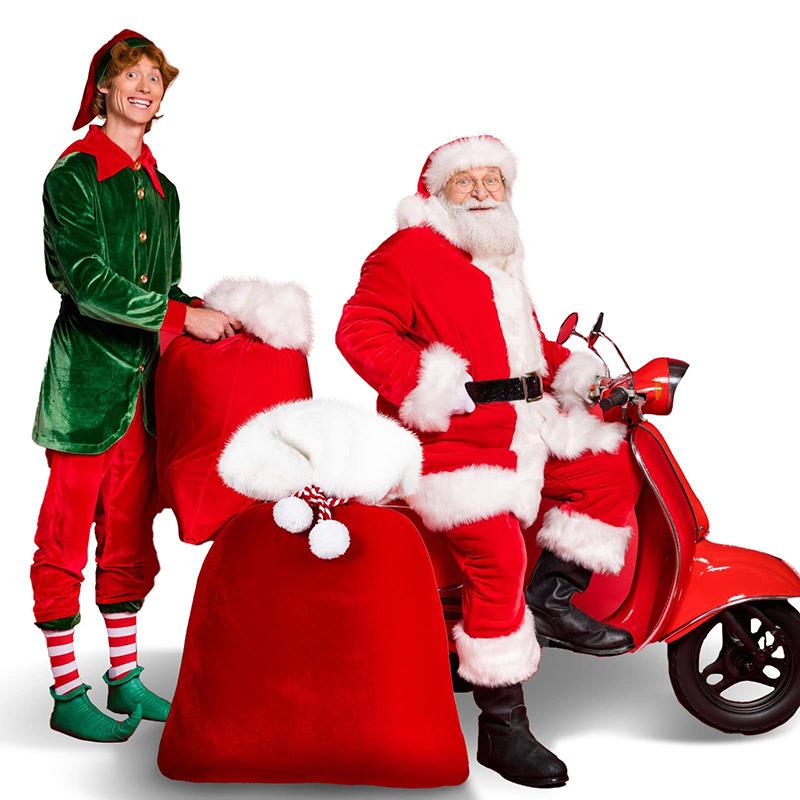 1Pc Santa Claus Large Gift Sack Christmas Eve Present Bag Party Santa Prop Holiday Gift Pouch Drawstring Bag for Candy & Toy