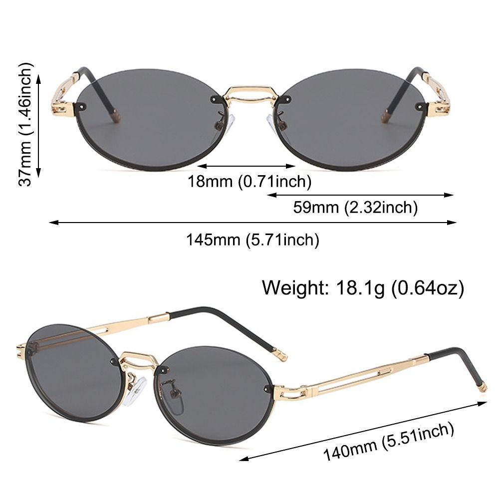 Gradient Lens Oval Sun Glasses Metal Gradient Glasses Retro Frameless Shades for Women & Men