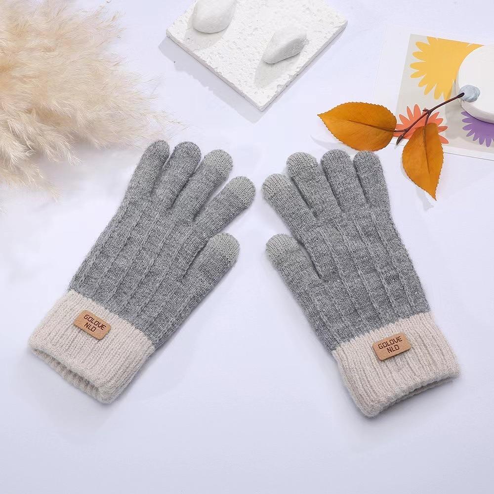 Anti slip Winter Gloves Touchscreen Women Gloves Vintage Warm Mittens  Outdoor Riding