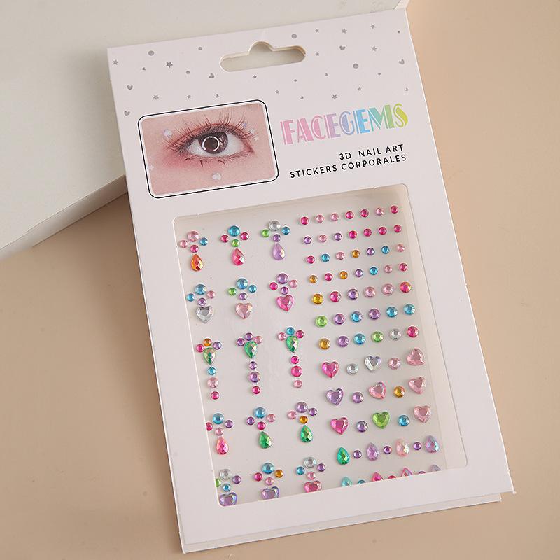 Colored Self-adhesive Rhinestones Sticker Children's Stage Show DIY Face Eye Decoration Acrylic Crystal Diamond Tattoo Sticker