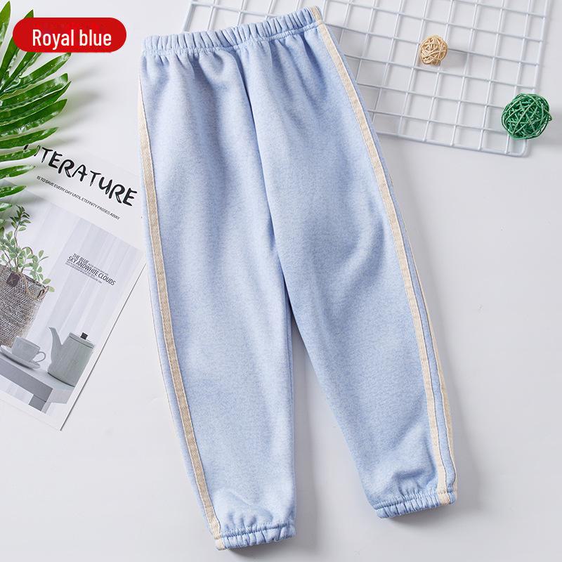 Children's Velvet Lined Casual Pants - Solid Color, Thickened Sports Trousers for Boys and Girls, Fall/Winter Wear